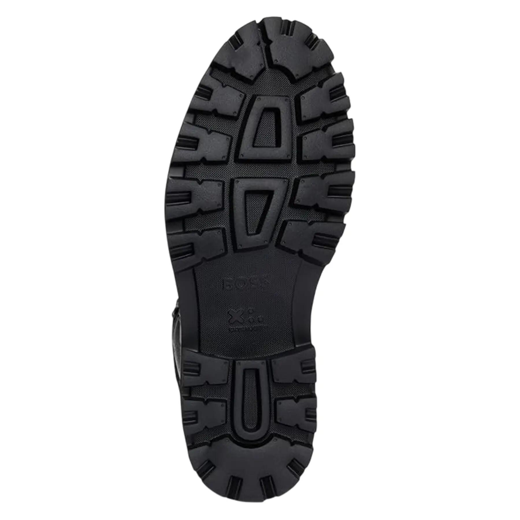Mens Leather Faux Fur Lined Sandals (Black) 4/4