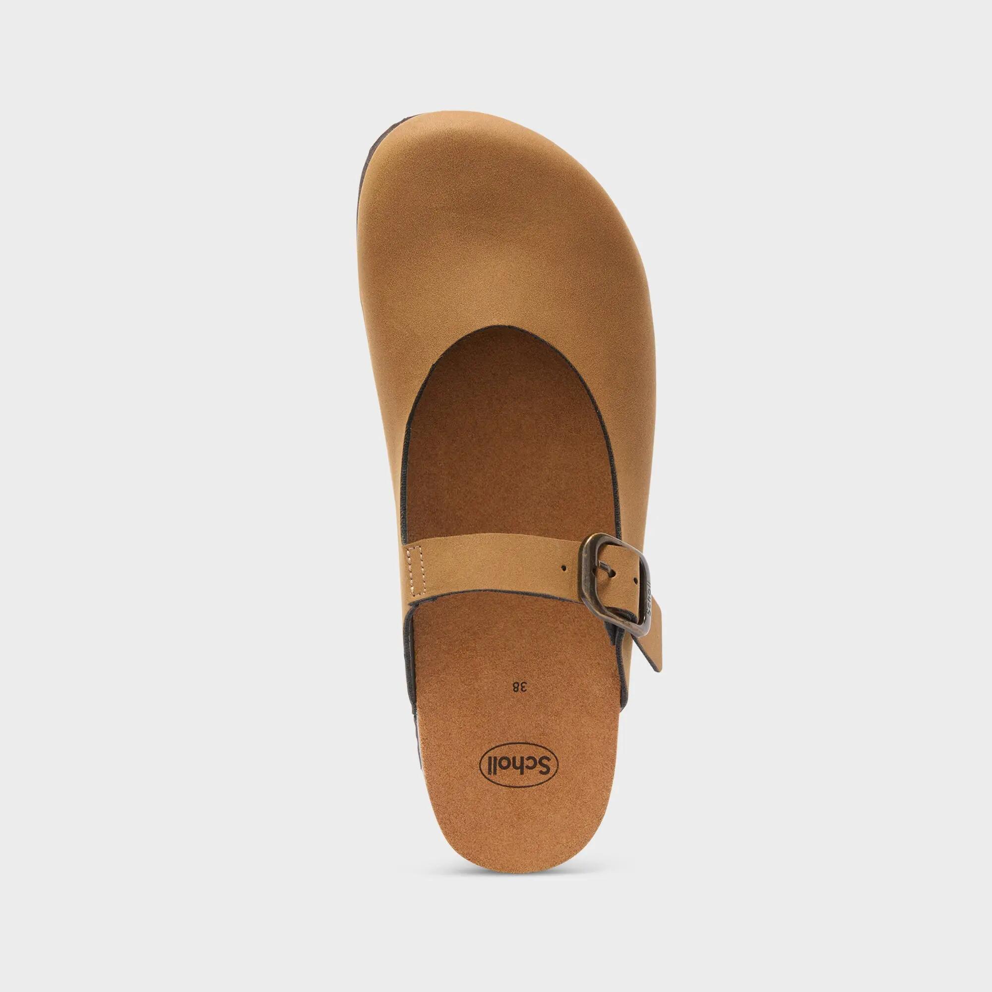 Damen Clogs Jackie Mary Jane Tonbraun 3/4