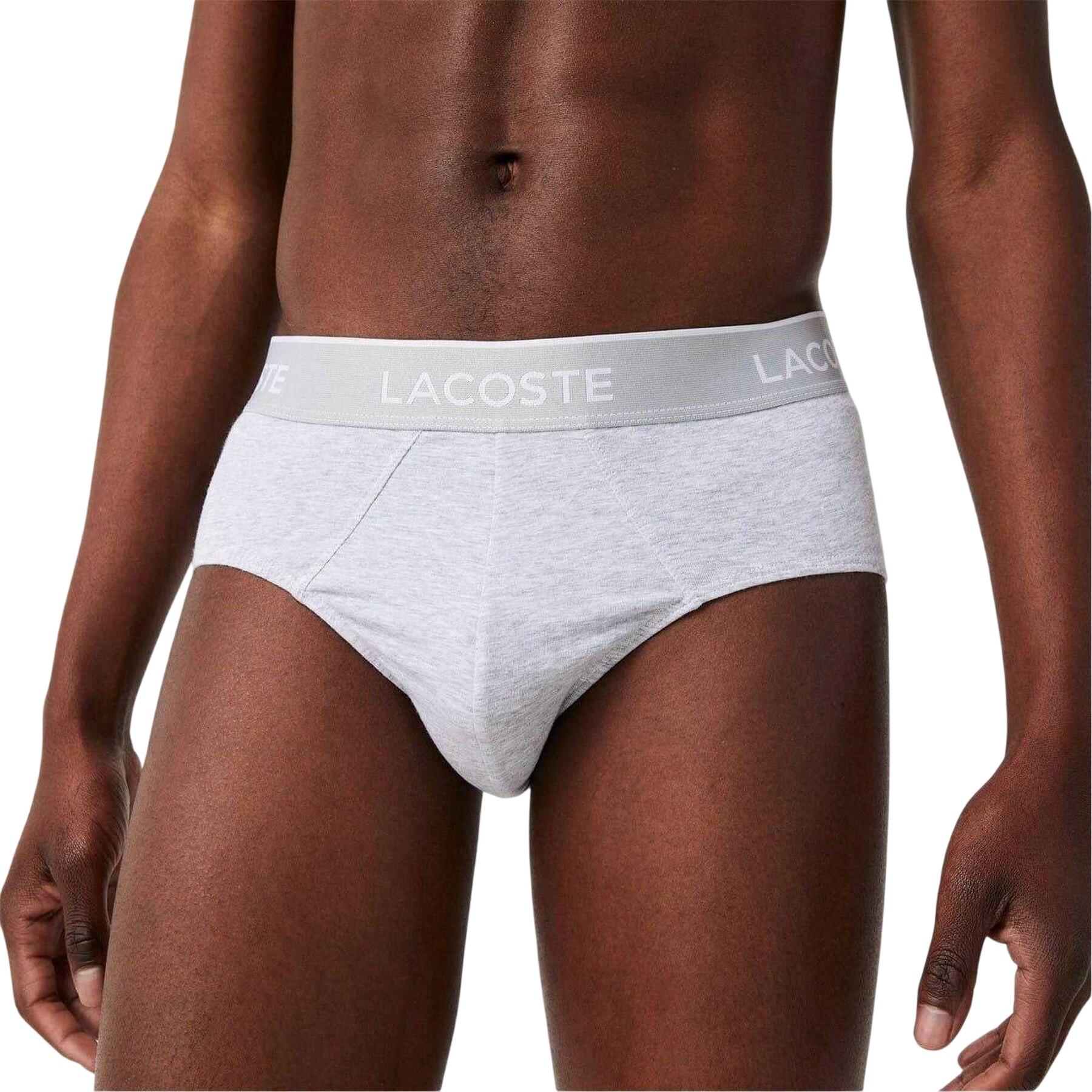 Slip Logo Uomo Misura Confezione 3 Lacoste Nero Bianco Grigio 4/4