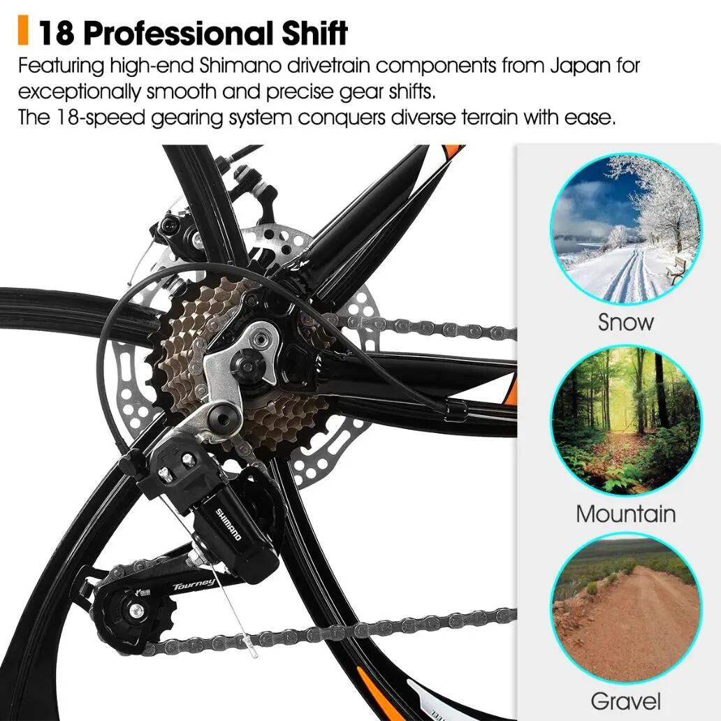 Femme Homme VTT 26 pouces 18 Vitesses Aluminium Roues 3/6 Branches 4/7