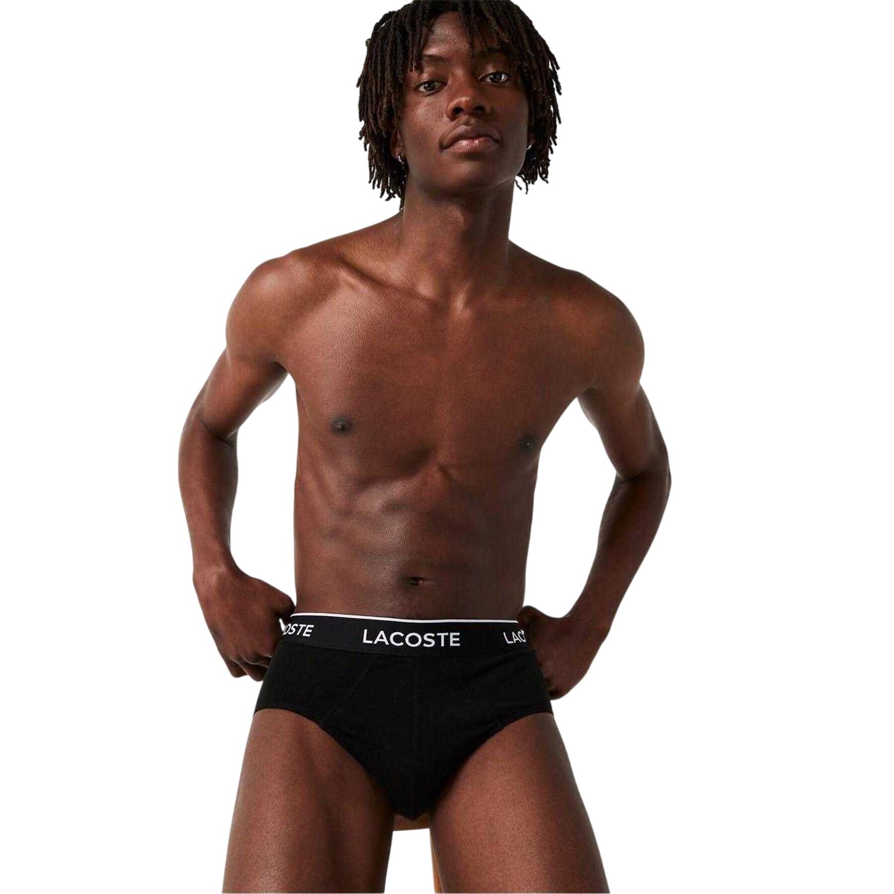 Slip Logo Uomo Misura Confezione 3 Lacoste Nero Bianco Grigio 3/4