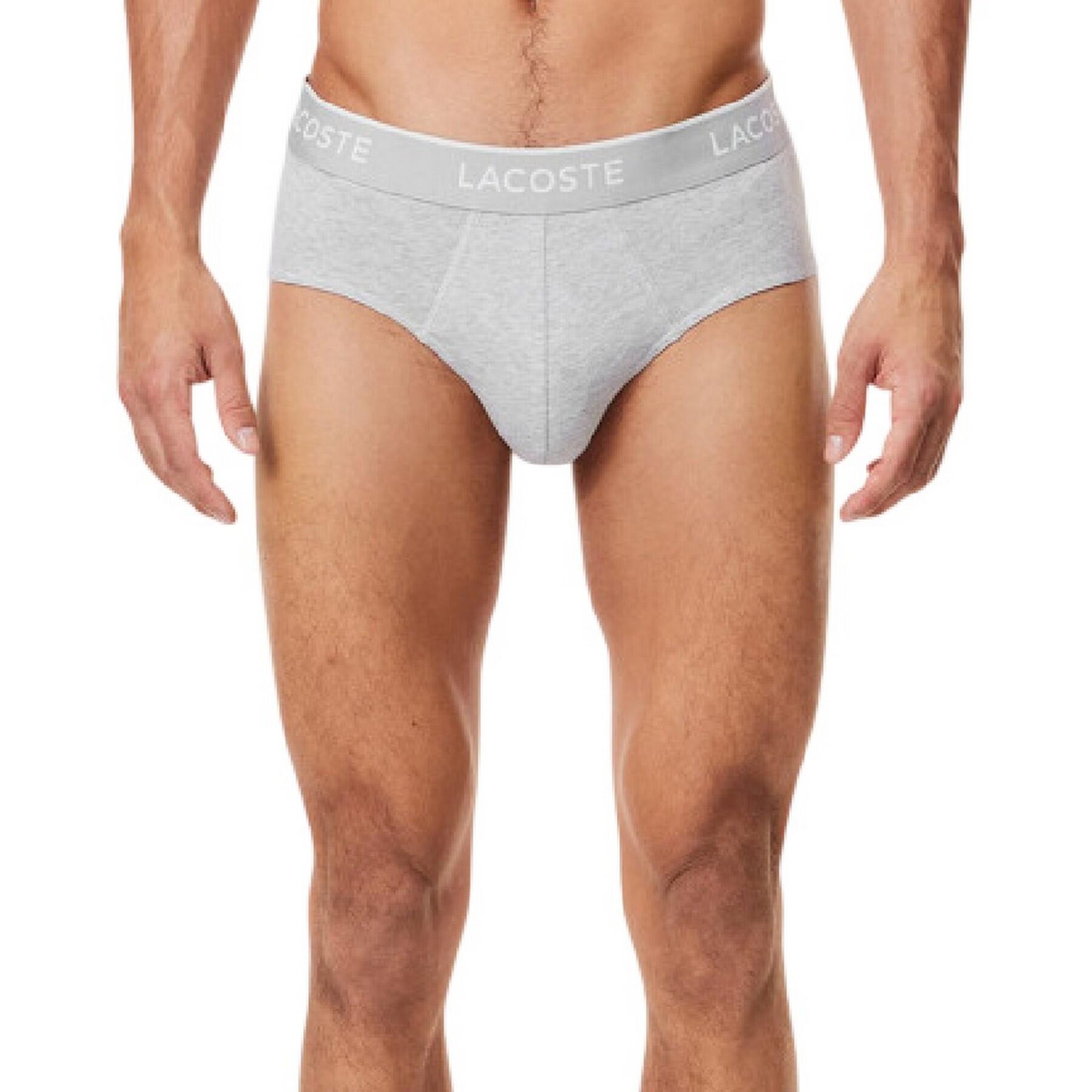 Slip Logo Uomo Misura Confezione 3 Lacoste Nero Bianco Grigio 2/4