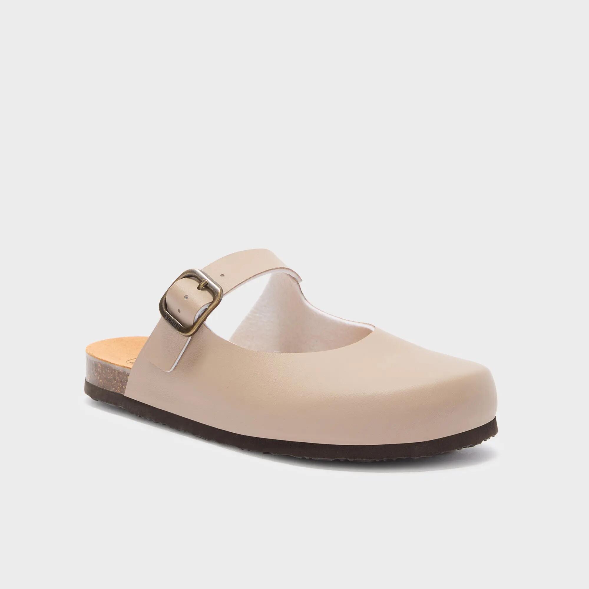 Socas mulher Jackie Mary Jane Bege-taupe 2/4