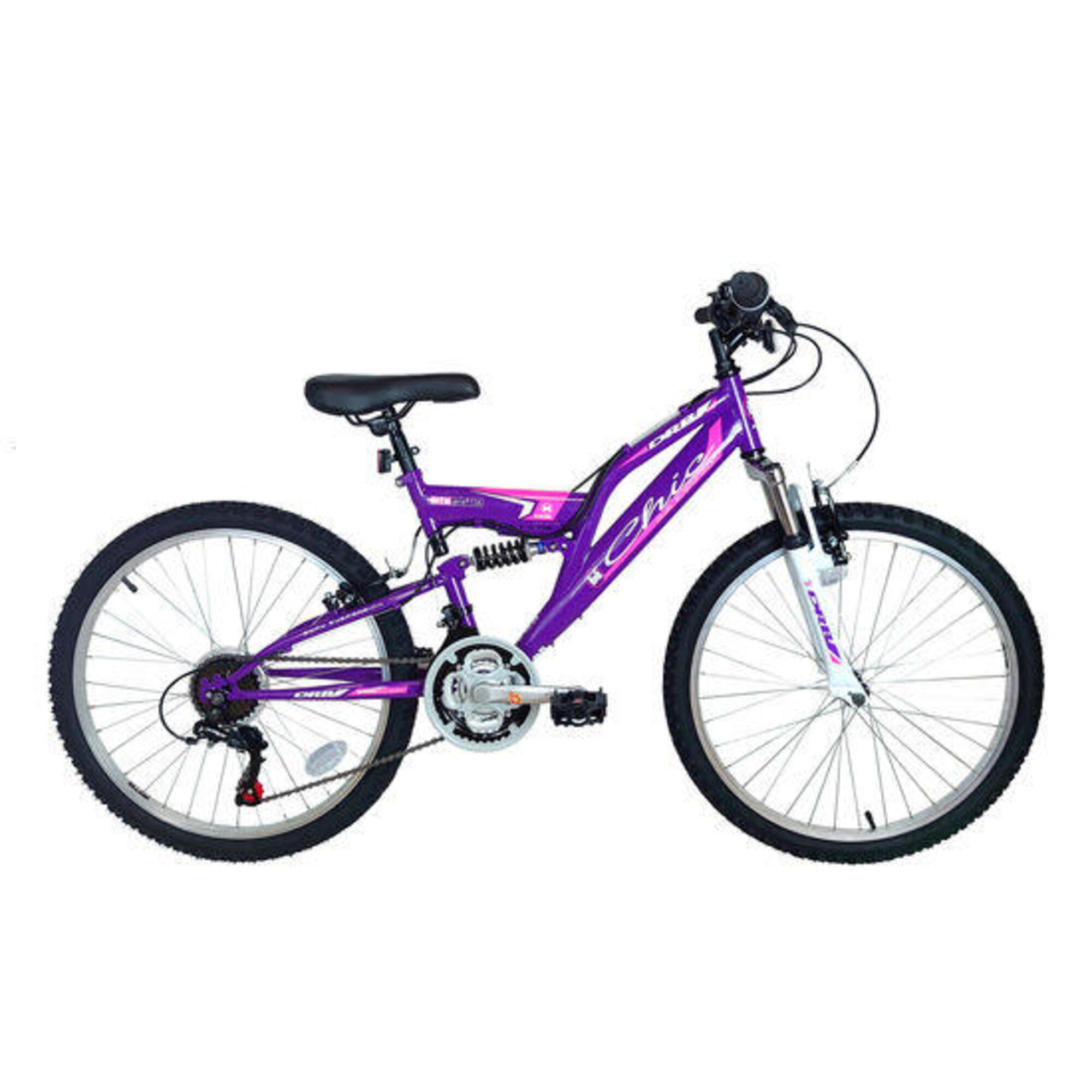 DALLINGRIDGE Dallingridge Chic Junior Girls Full Suspension Mountain Bike 24in Wheel - Purple