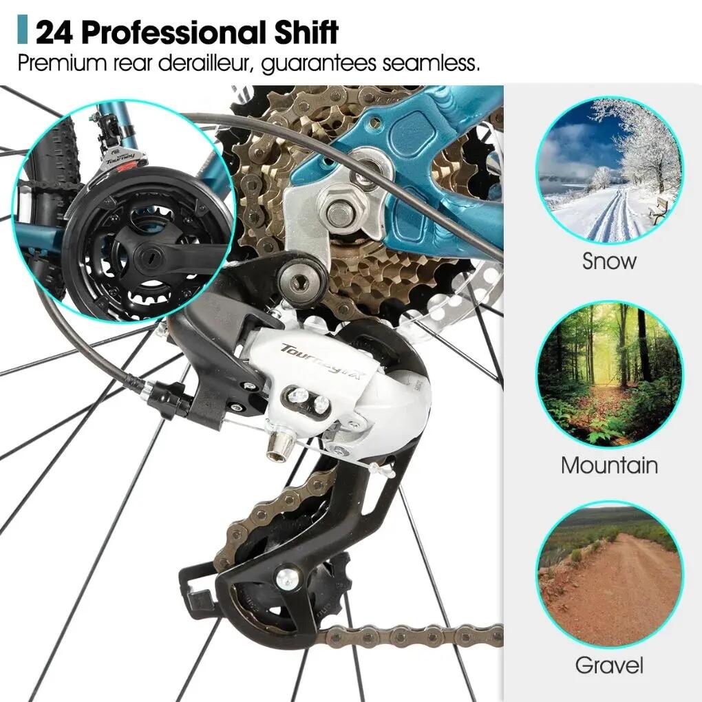 Femme Homme VTT 27,5 pouces 24 Vitesses Freins Hydrauliques Bedrock 3/7