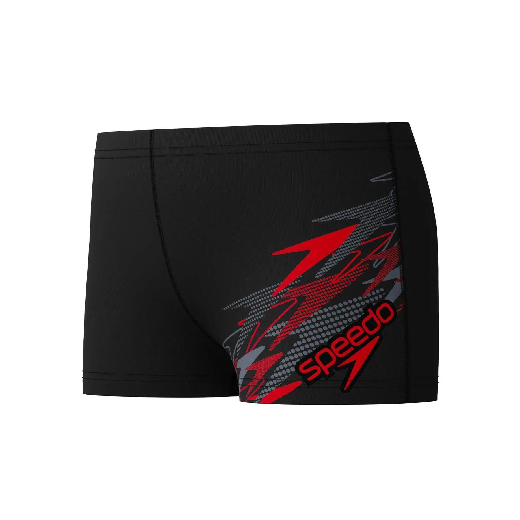 Short De Bain Motif/style Imprimé JAMMER Garçon (Anthracite / Rouge Imprimé) 4/7