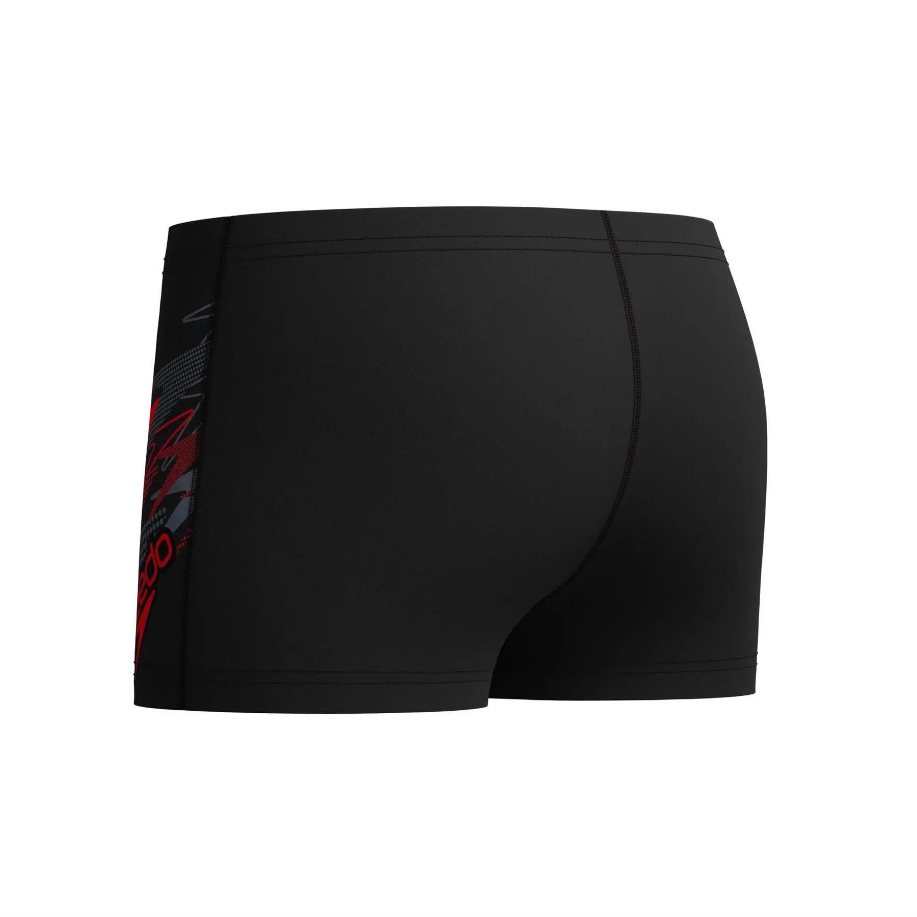 Short De Bain Motif/style Imprimé JAMMER Garçon (Anthracite / Rouge Imprimé) 3/7