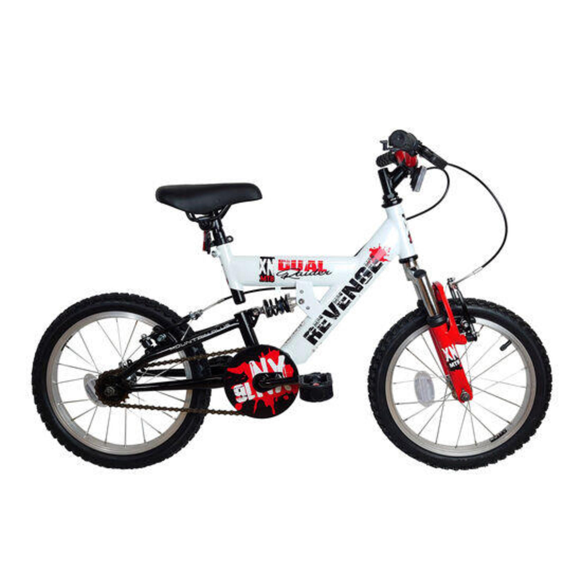 XN Revenge Boys Full Suspension Mountain Bike 16in Wheel - White/Red/Black 1/1