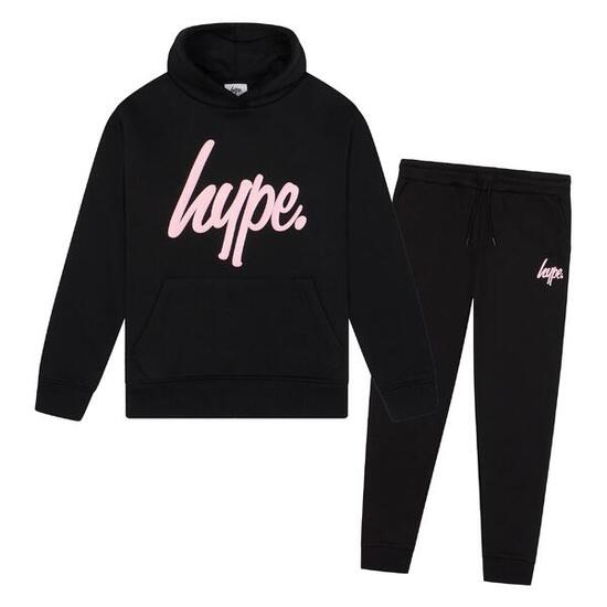 HYPE - Mädchen Trainingsanzug Schwarz Hoodie Jogger Freizeit Set