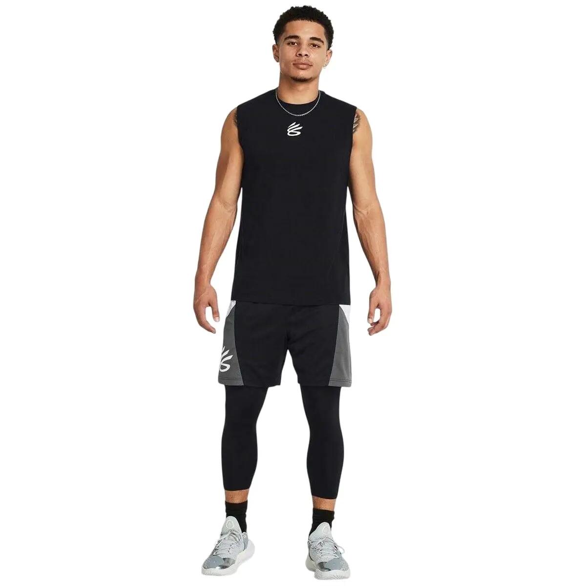 Pantaloncini Da Basket Stampa Grafica Uomo Under Armour Nero Grigio 5/5