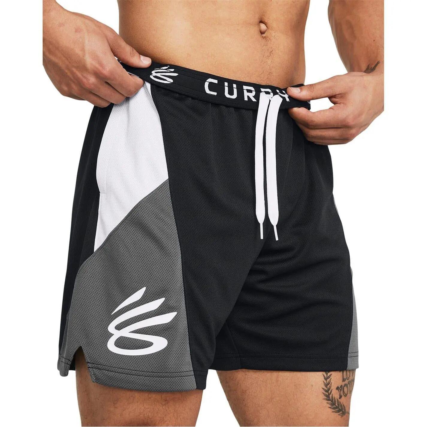 Pantaloncini Da Basket Stampa Grafica Uomo Under Armour Nero Grigio 4/5