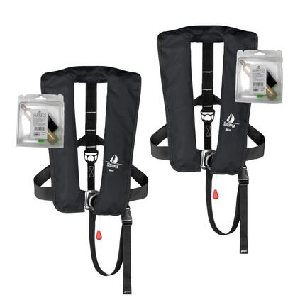 Lot de 2 gilets de sauvetage automatiques 300N ISO bleu + 2 kits