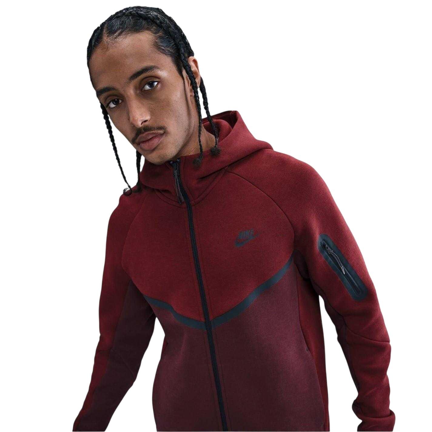 "Tech" Hoodie mit durchgehendem Reißverschluss für Herren Team Rot 3/4