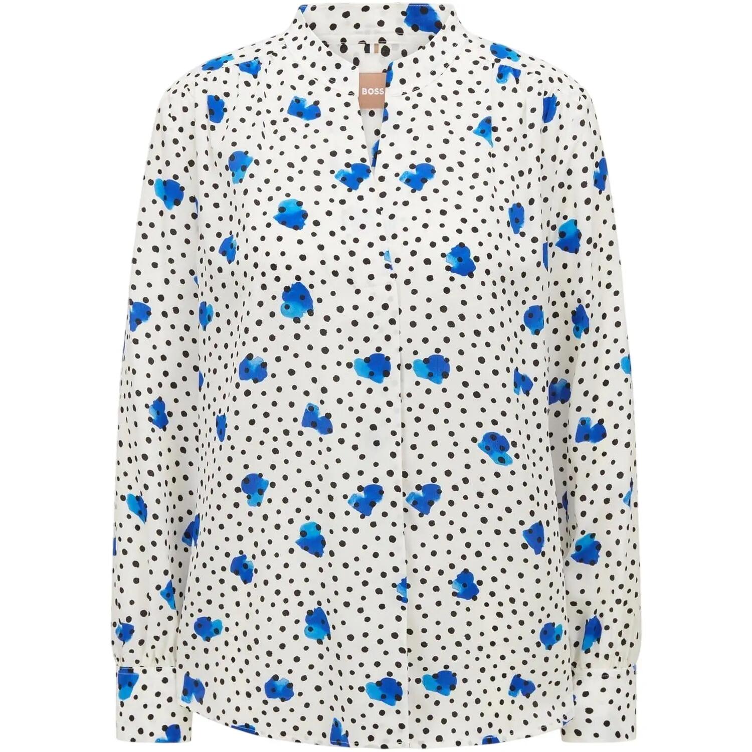 Camicetta A Pois Manica Lunga Donna Boss Beige 2/4