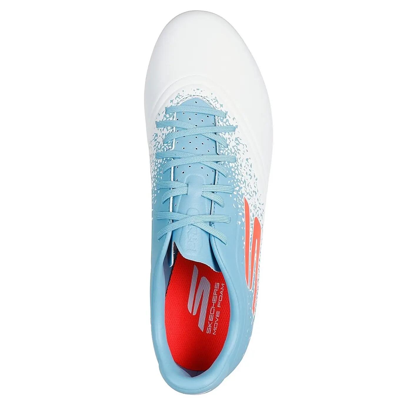 Botas de Fútbol para Suelo Firme para Adultos Unisex Blanco, Azul 3/6