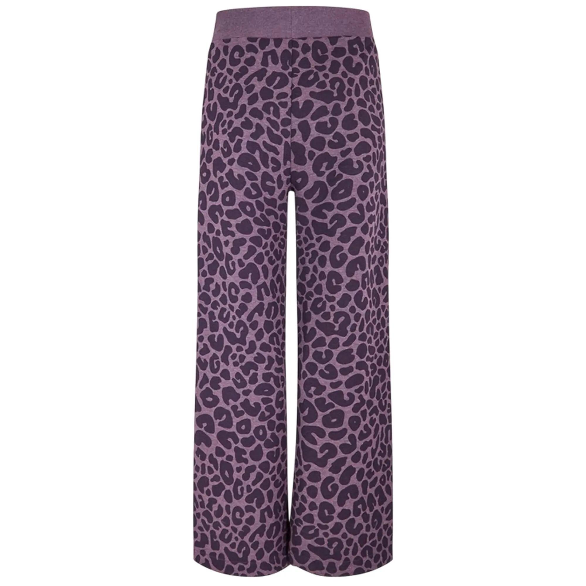 Pantaloni Da Casa Leopardato Gamba Larga Donna Boss Viola Scuro 2/3
