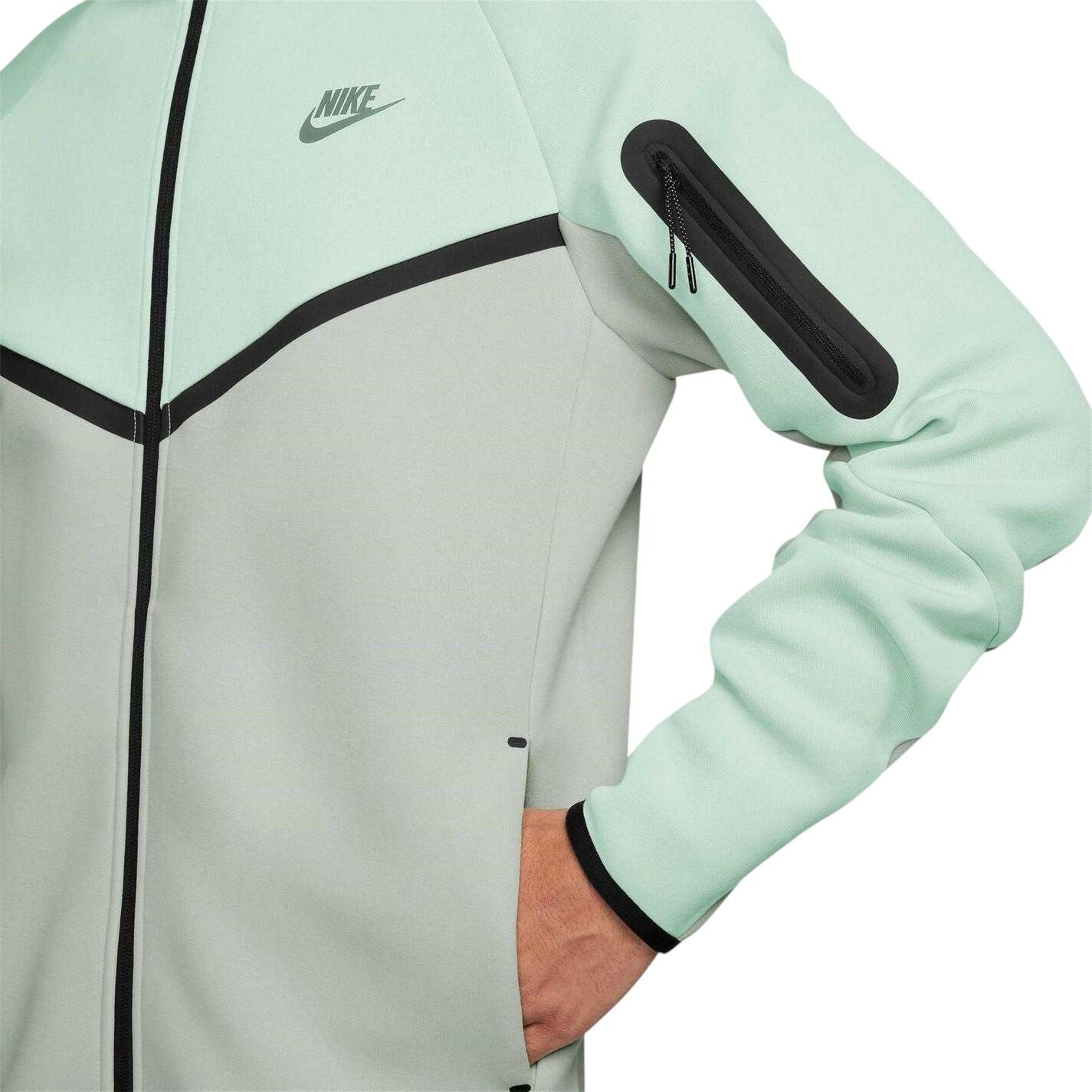 Felpa Con Cappuccio E Zip Intera Chevron Uomo Nike Tech Verde Chiaro 3/3