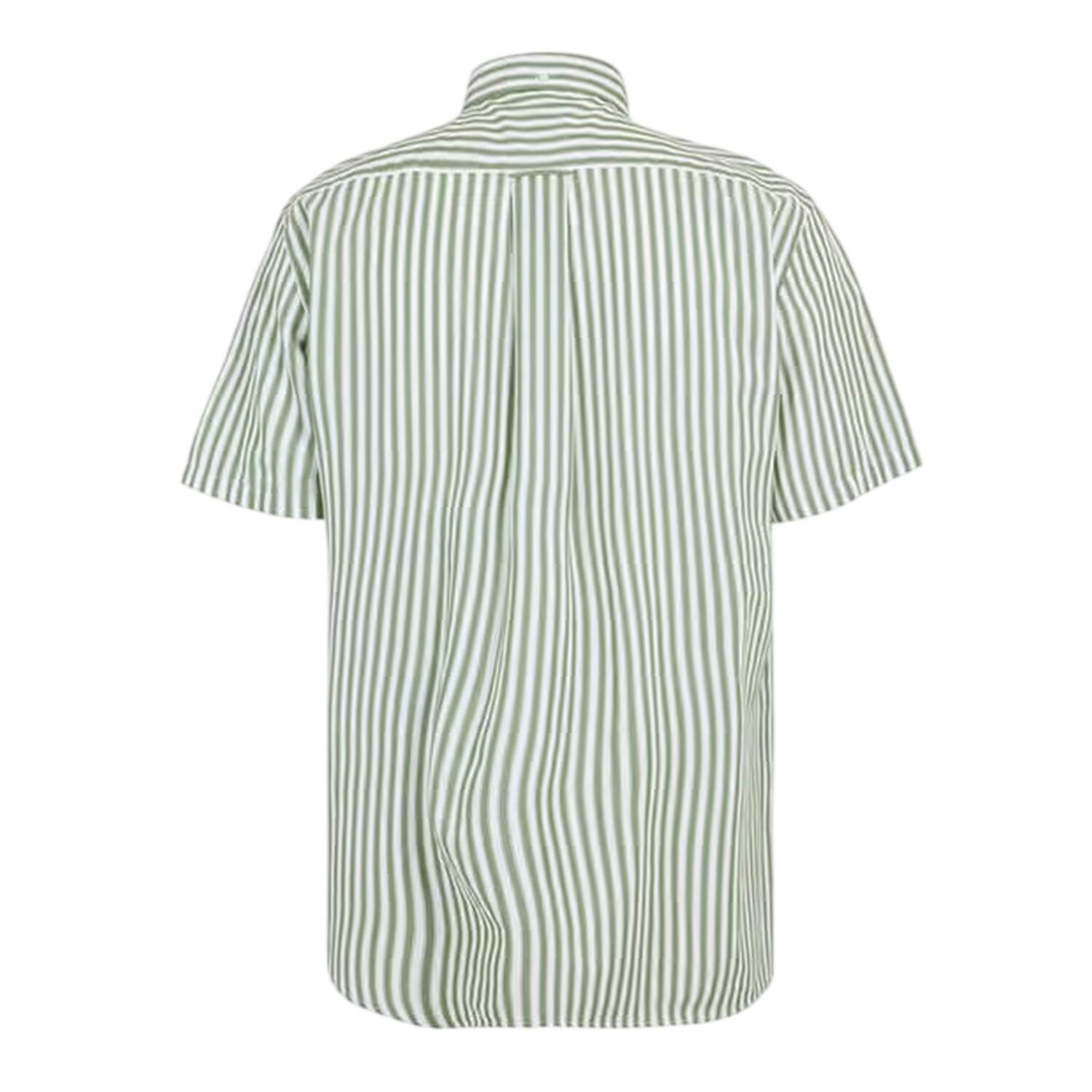 Camicia A Strisce Popeline Maniche Corte Uomo Gant Erba Verde 3/4