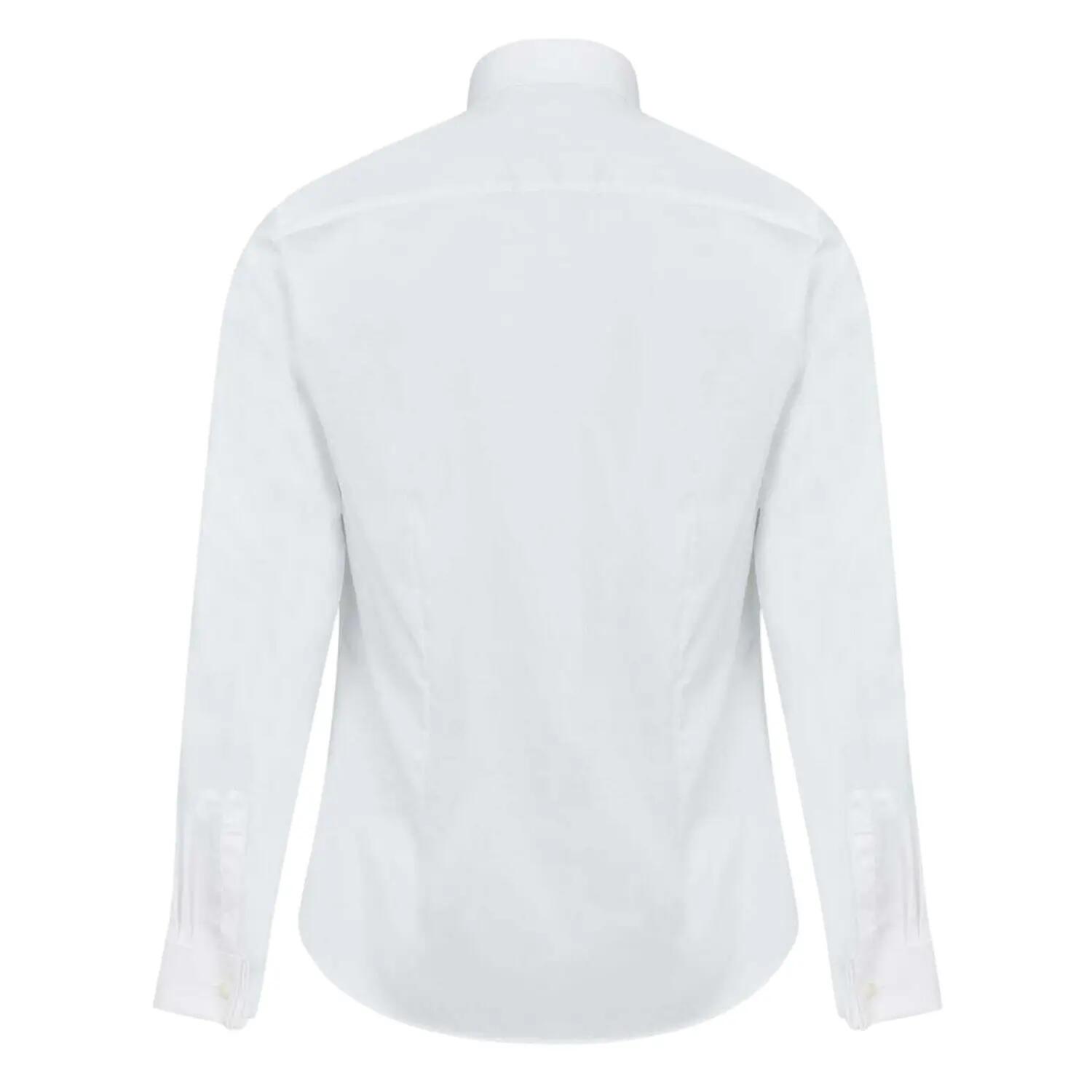 Mens Double Cuff Slim LongSleeved Shirt (White) 2/3