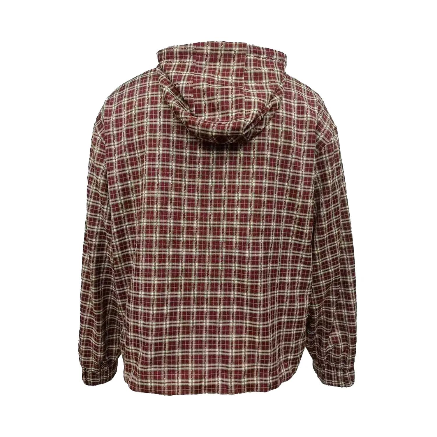 Mens Plaid Hooded Overshirt (Brown) 2/3