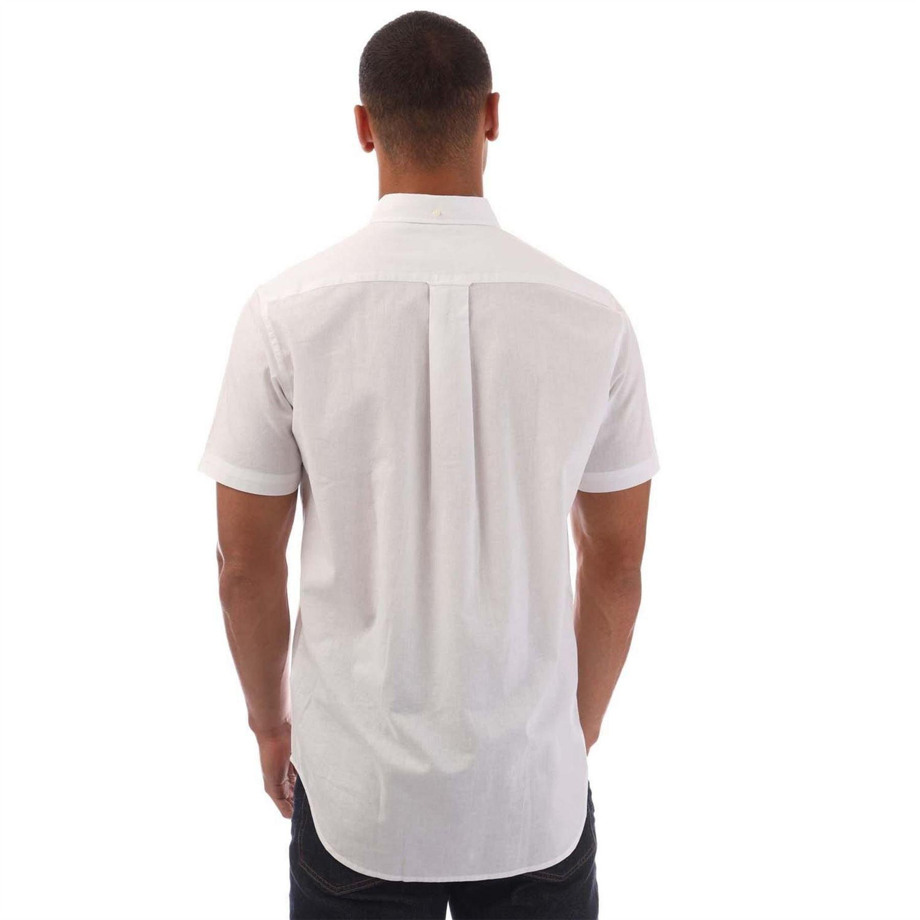 Camicia Cotone Lino Maniche Corte Uomo Gant Bianco 3/4