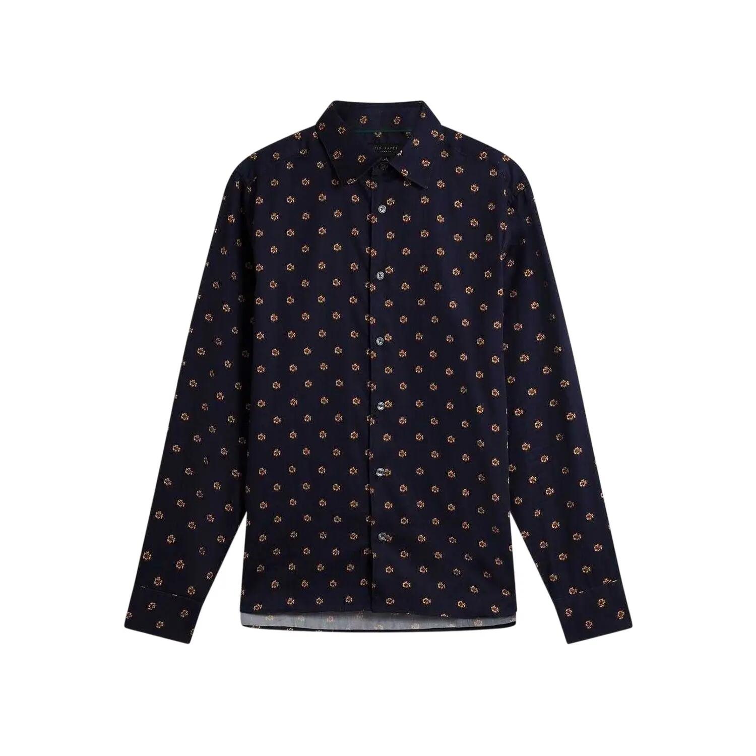 Chemise Manches Longues Motif/style Floral Homme (Bleu Marine) 2/4