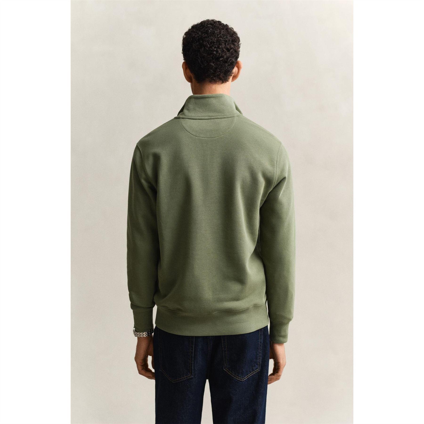 Mens Embroidered Logo Half Zip Sweatshirt (Herb) 2/5