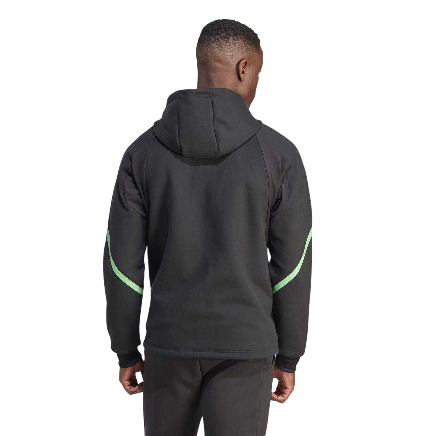 Mens Adidas Ribbed Regular Raglan Hooded Jacket (Black) 3/5