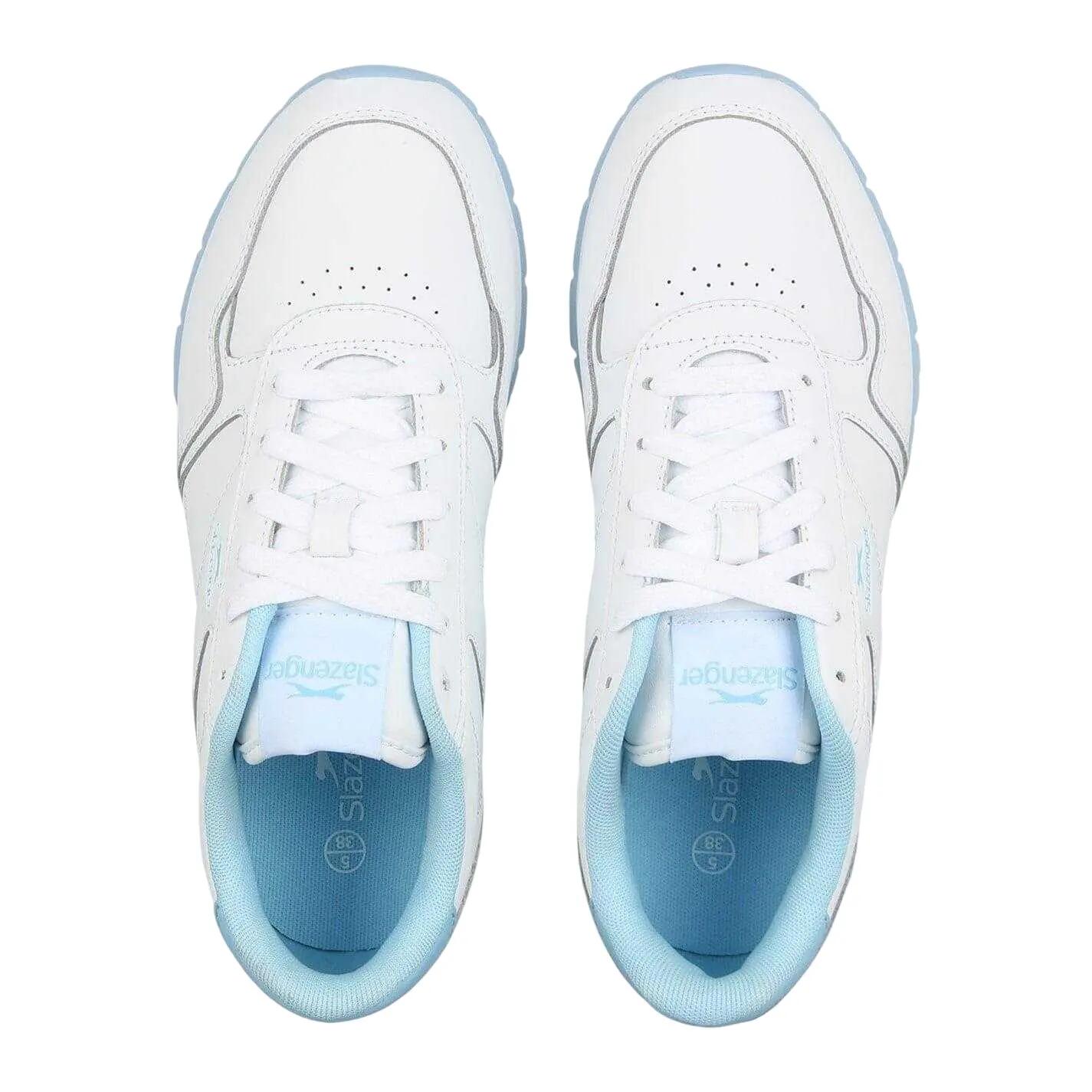 Sneaker für , Beschichtetes Leder Damen Weiß/Hellblau 4/5