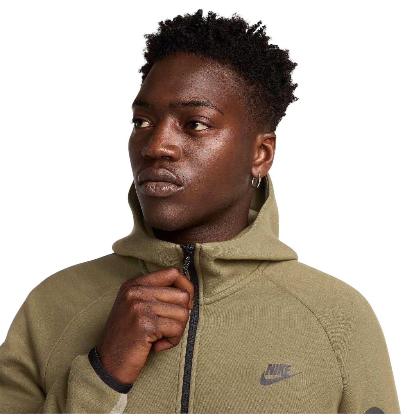 Mens Tech Chevron Full Zip Hoodie (Olive/Army) 4/4