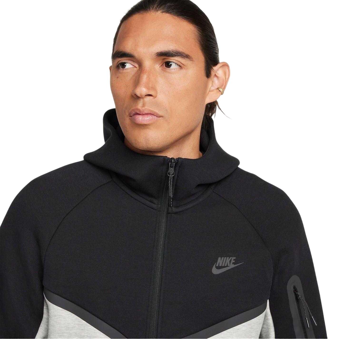 "Tech" Hoodie mit durchgehendem Reißverschluss für Herren Schwarz/Grau 3/4