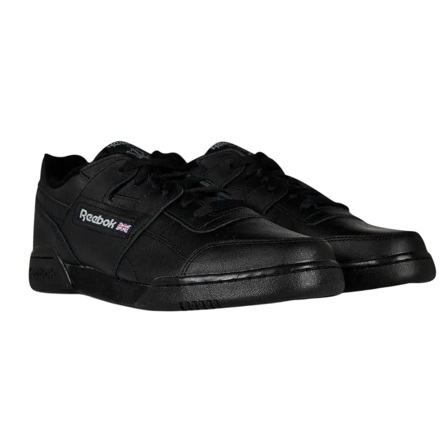 Mens Workout Plus Leather Trainers (Black) 4/4