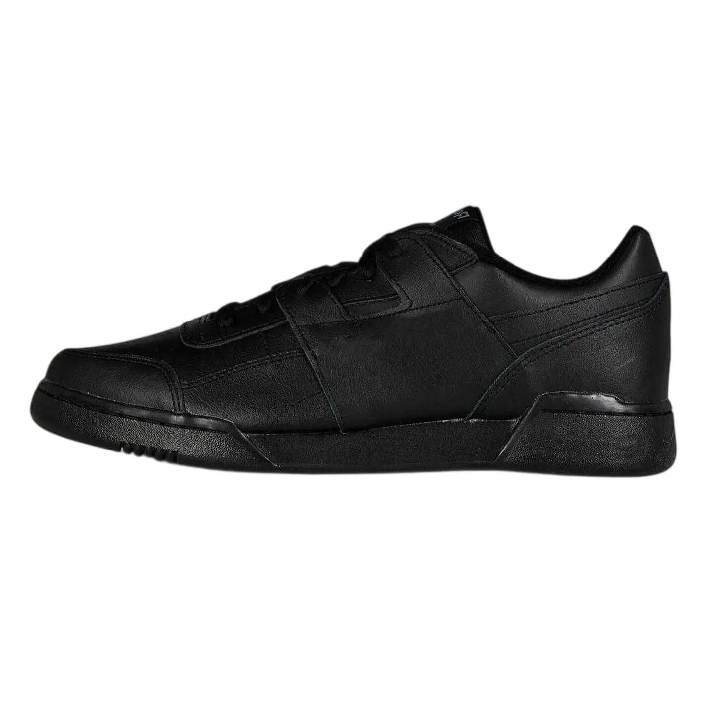 Mens Workout Plus Leather Trainers (Black) 3/4