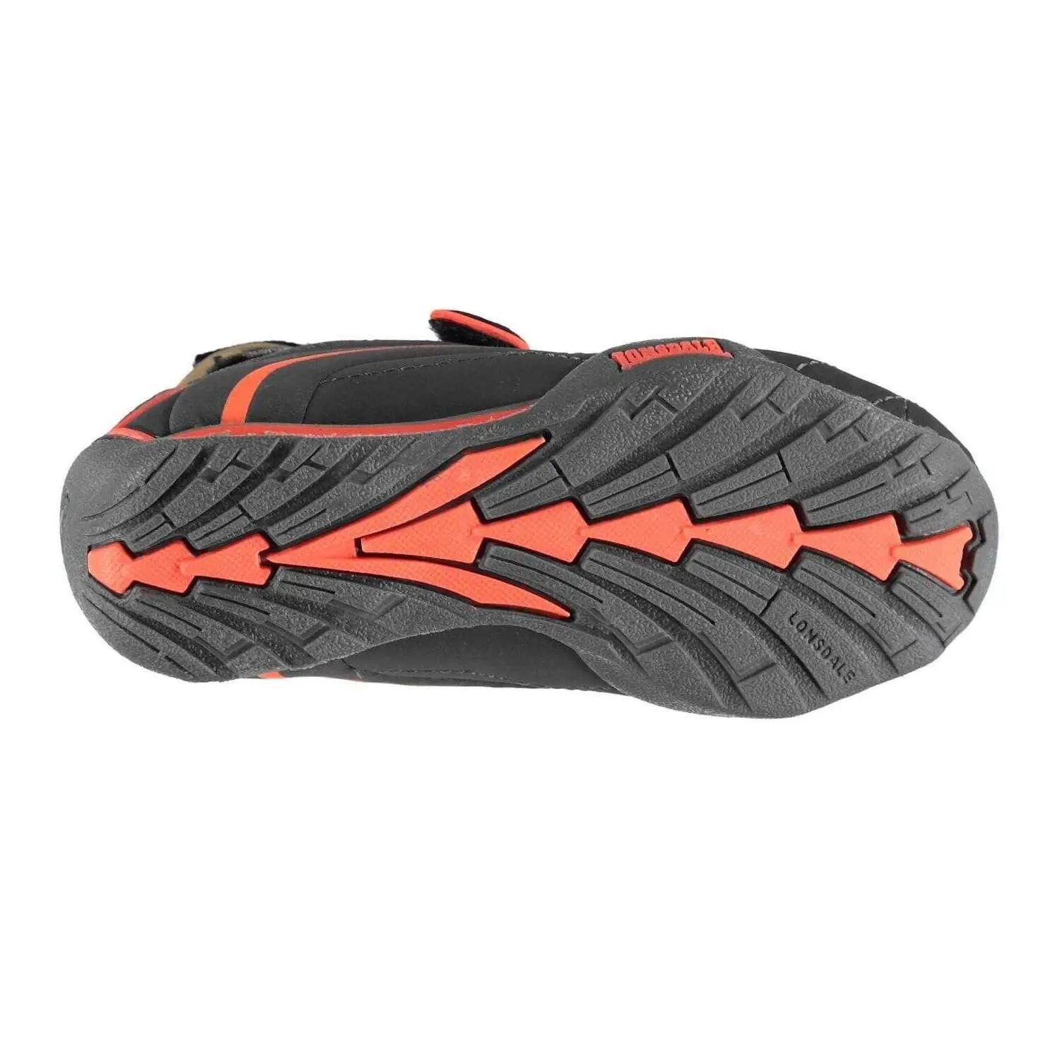 Childrens/Kids Camden Leather Hook and Loop Trainers (Charcoal/Orange) 4/4