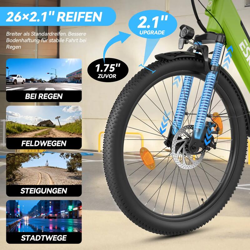Bicicletă electrică ESKUTE C100 Plus 26" pentru navetiști, baterie 36V 13Ah