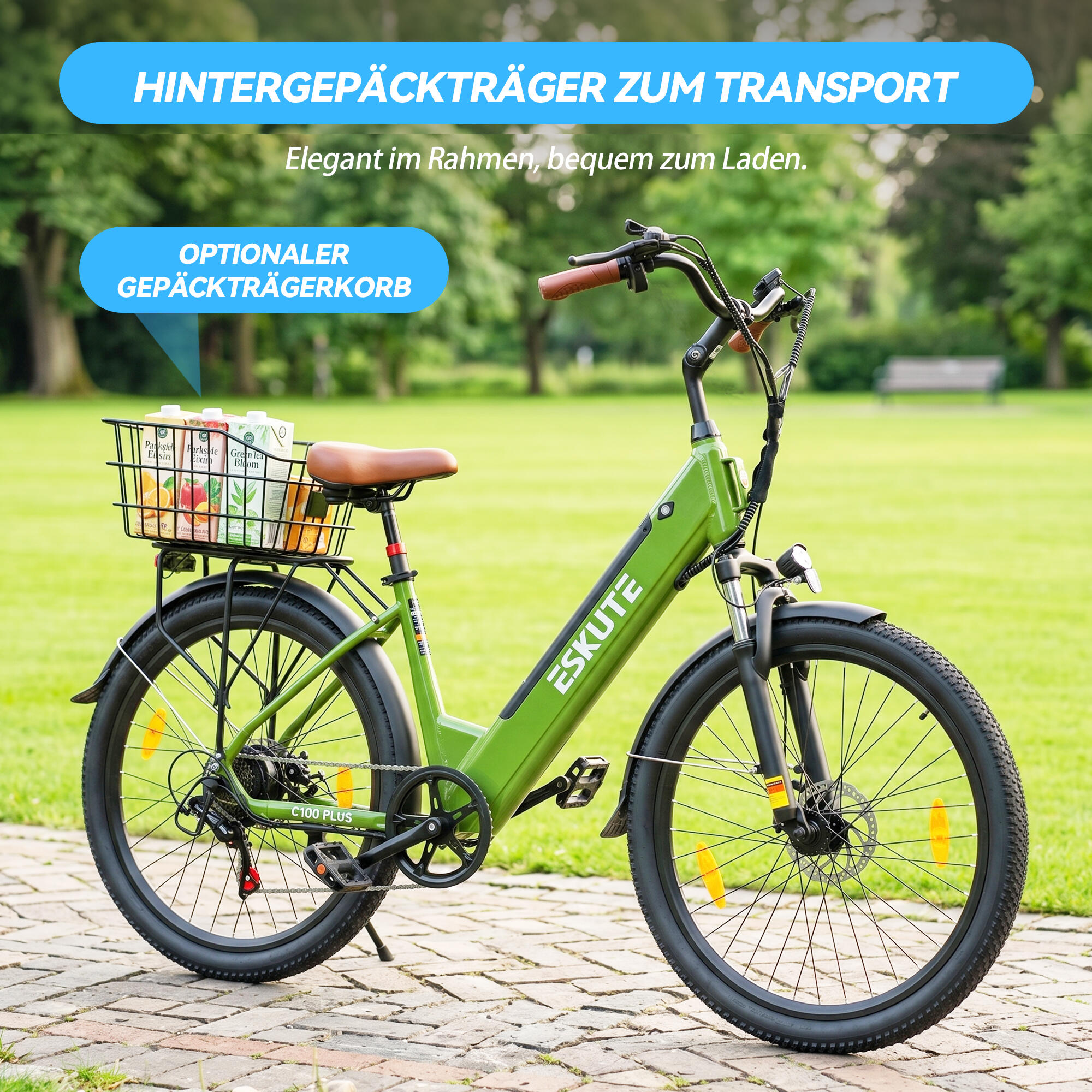 ESKUTE C100 Plus elektrische fiets 26 inch, 250W motor, 36V 13AH accu 6/9