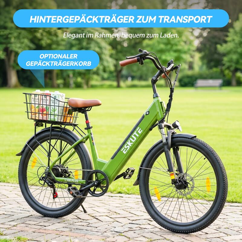Bicicletă electrică ESKUTE C100 Plus 26" pentru navetiști, baterie 36V 13Ah