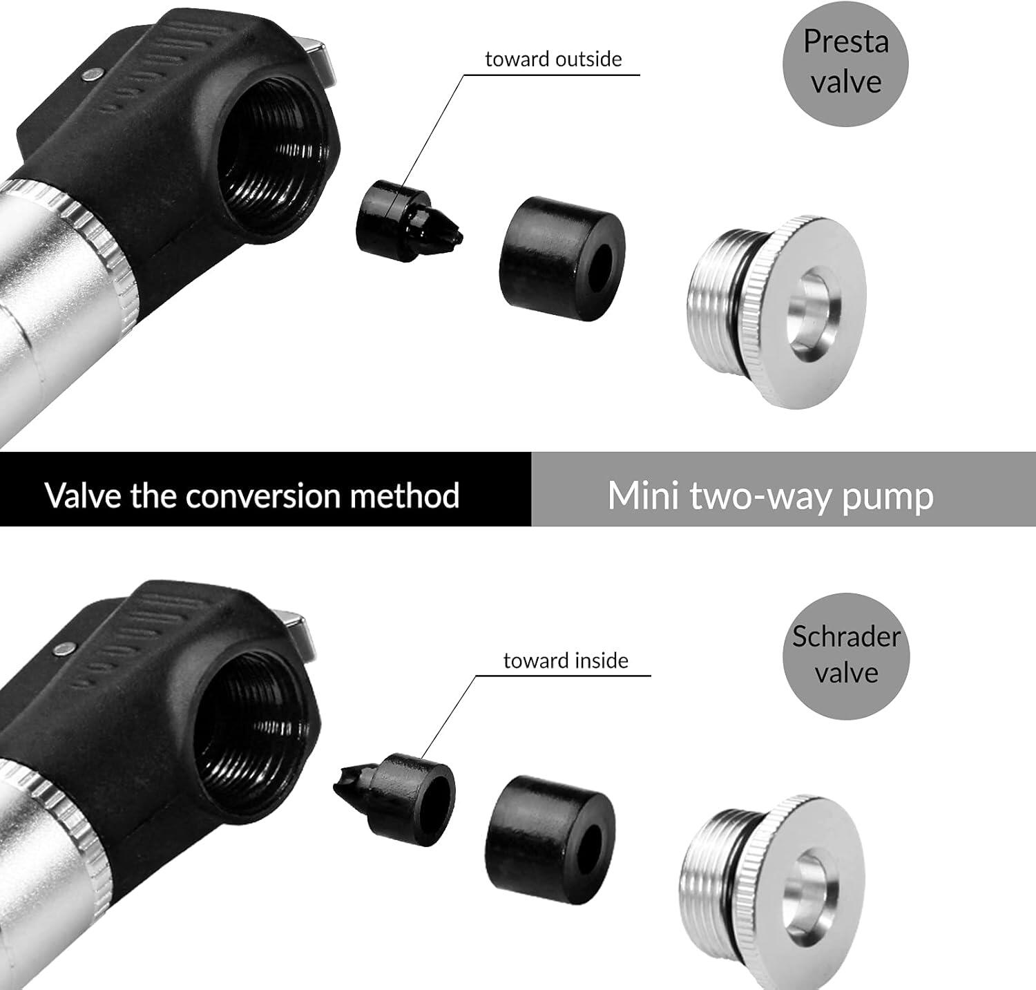 Mini-Fahrradpumpe 100 PSI leicht kompakt Aluminium für MTB Rennrad 2/7