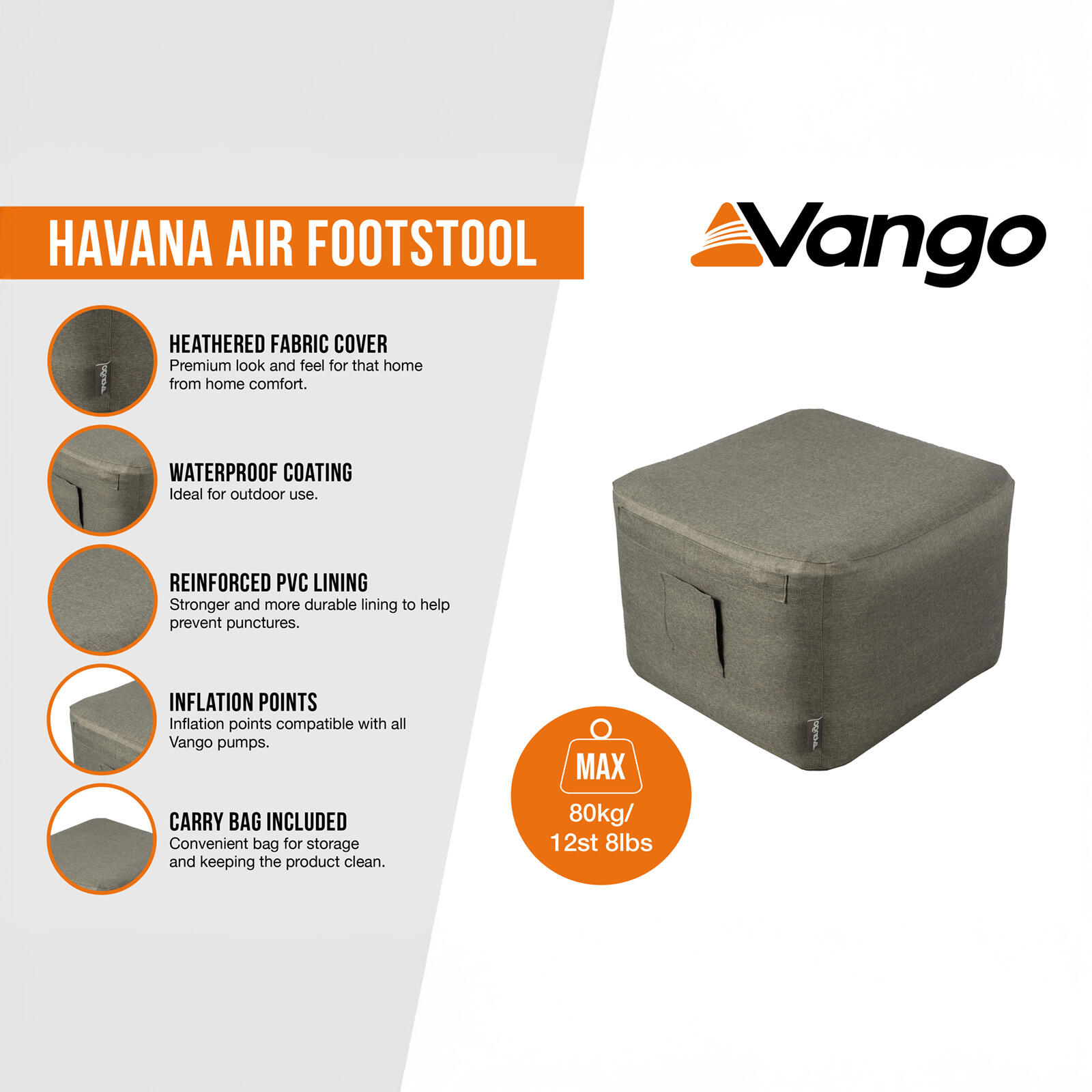 Tabouret gonflable Havana siège de camping mobilier gonflable 2/3