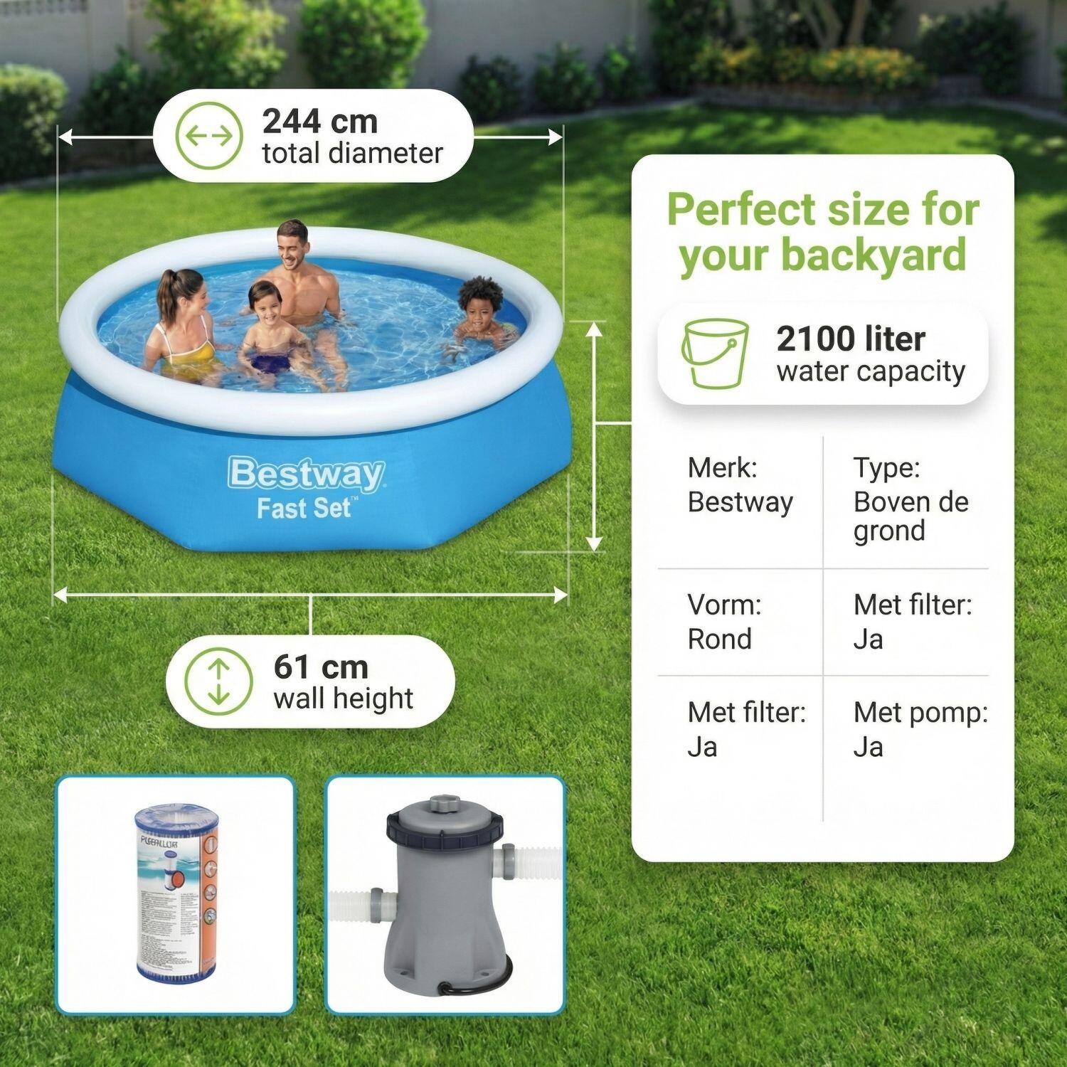 Bestway Fast Set Rond - 244x61 cm - 3-delig S22270 6/6
