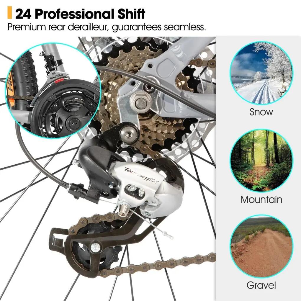 Femme Homme VTT 27,5 pouces 24 Vitesses Freins Hydrauliques Bedrock 3/7