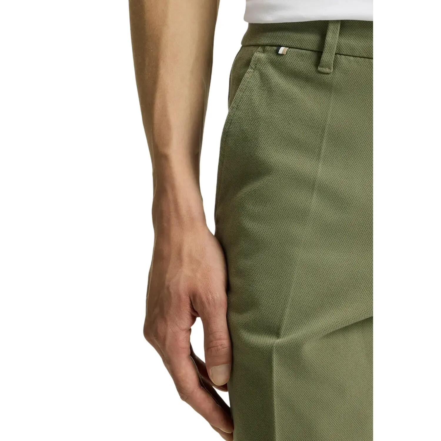 Pantaloncini Chino Misto Cotone Uomo Boss Slice Verde 4/4