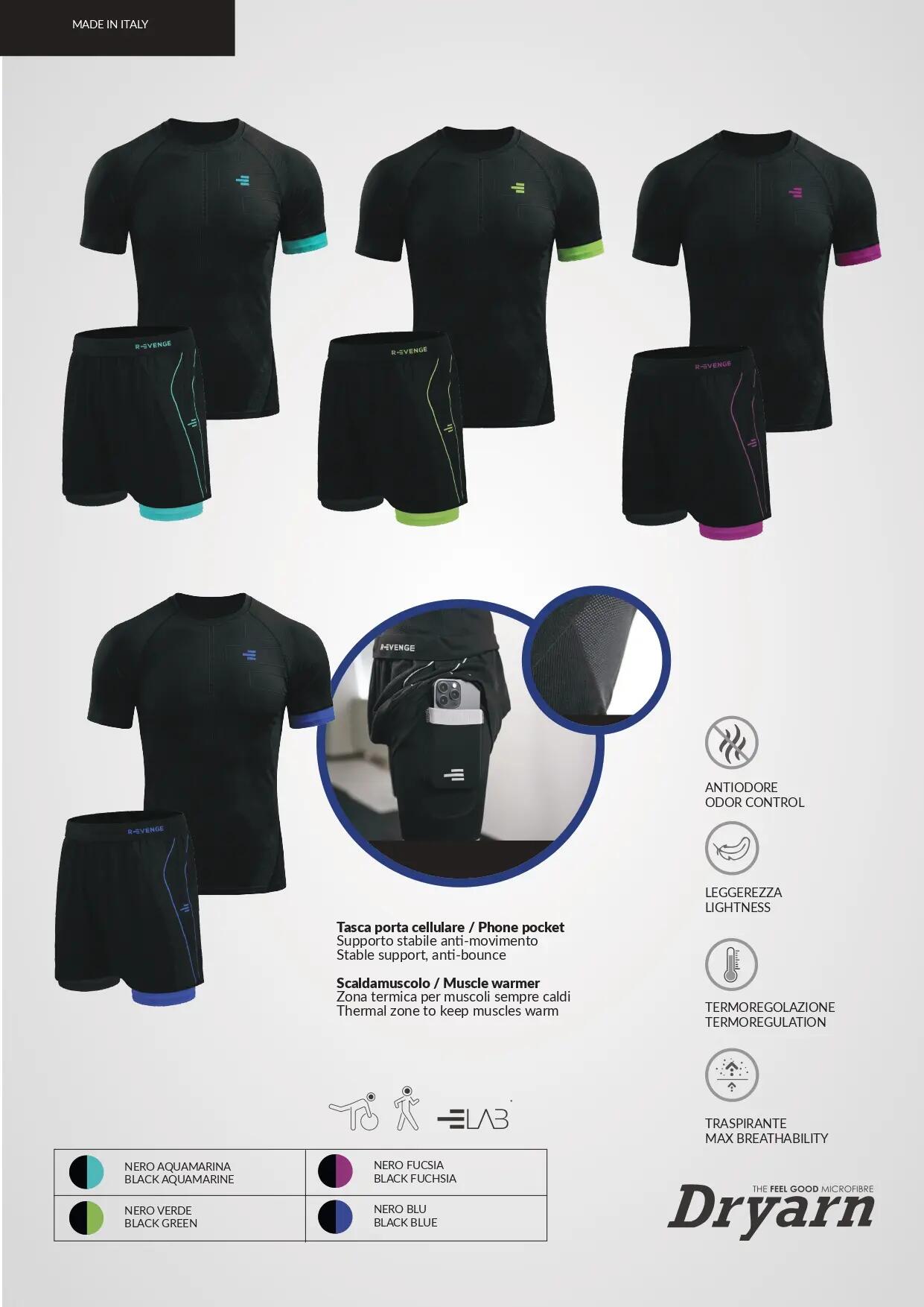 Conjunto técnico para homem, calções + t-shirt, preto/fúcsia. 7/7
