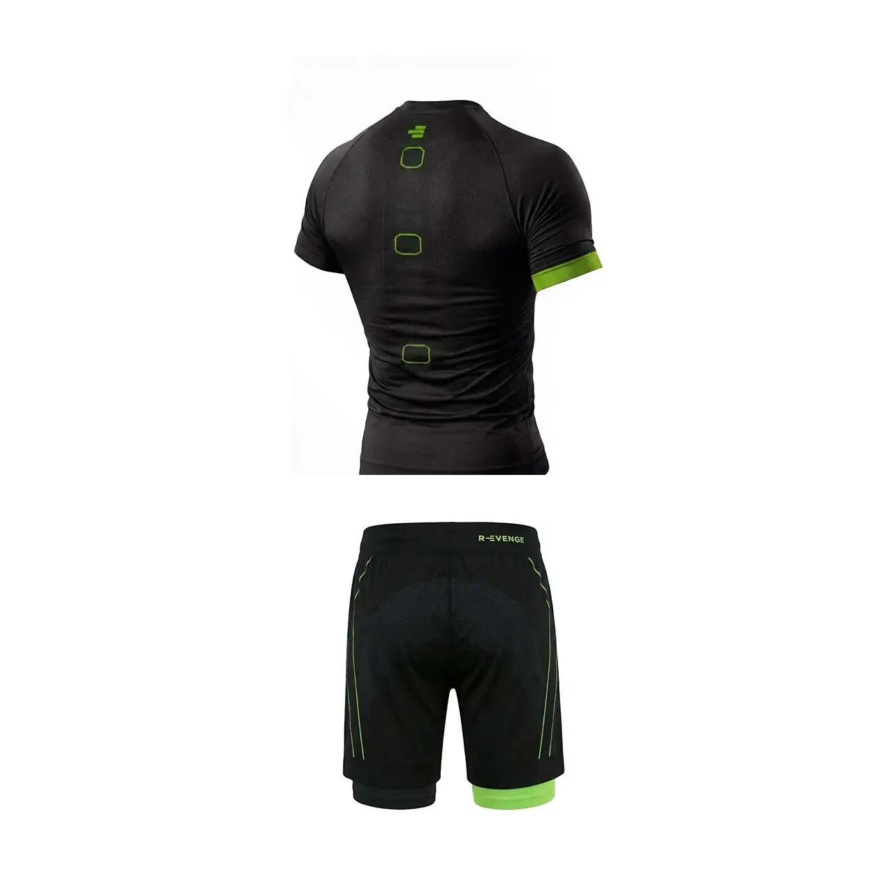 Conjunto técnico para homem, calções + t-shirt, preto/verde. 2/7