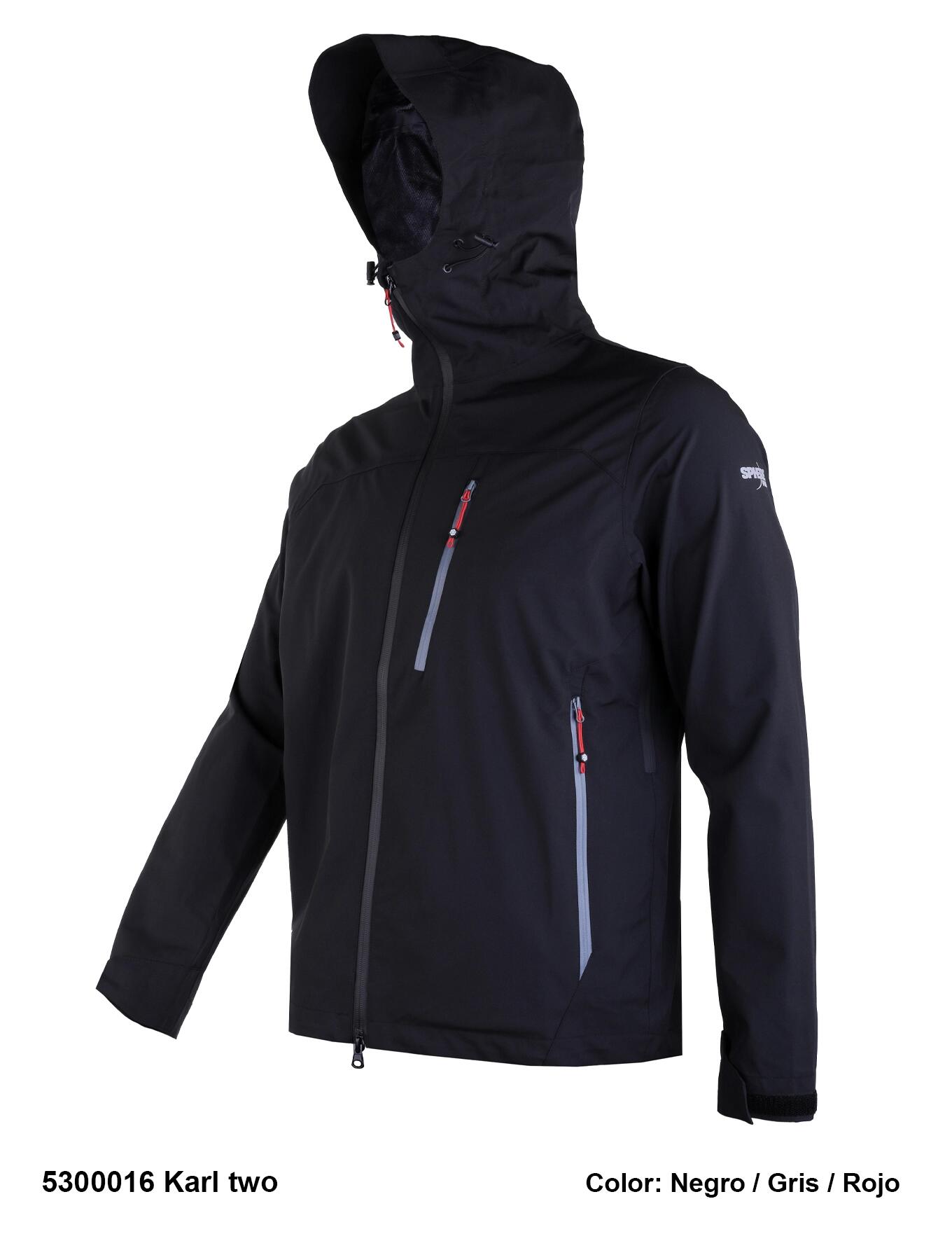 Chaqueta - Trekking - Elástica - Karl Two - Negro/Gris/Rojo 3/3