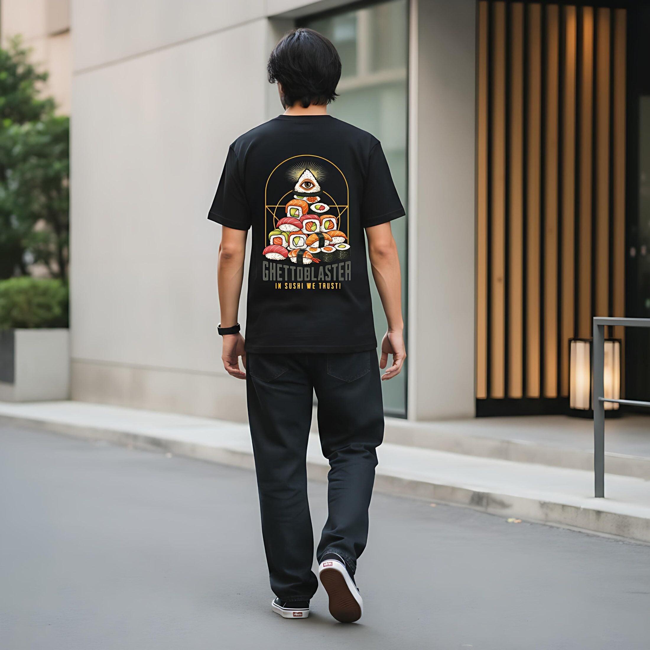 Koszulka z serii Trust Sushi-Czarna-Streetwear 8/8