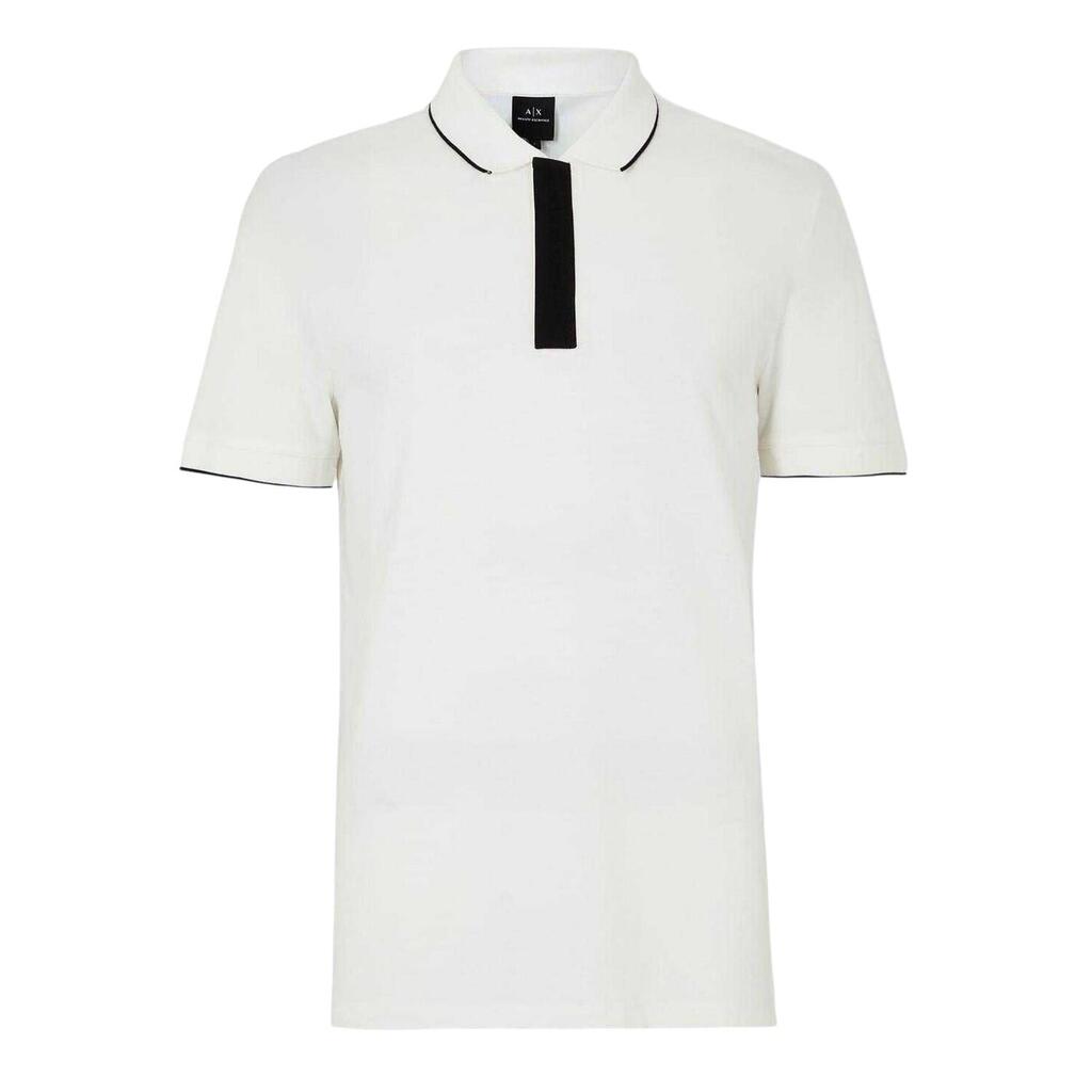 Mens Stripe Quarter Zip Polo Shirt (White)