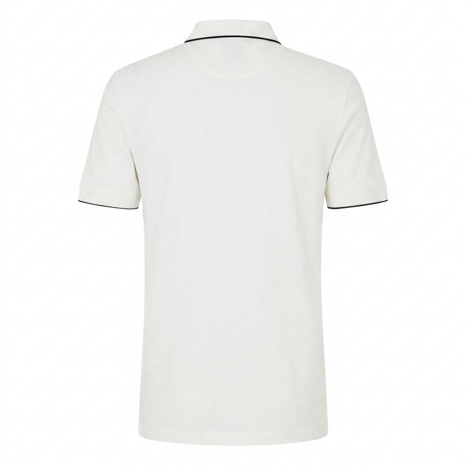 Polohemd met kwartrits en strepen voor heren (Wit) 2/3