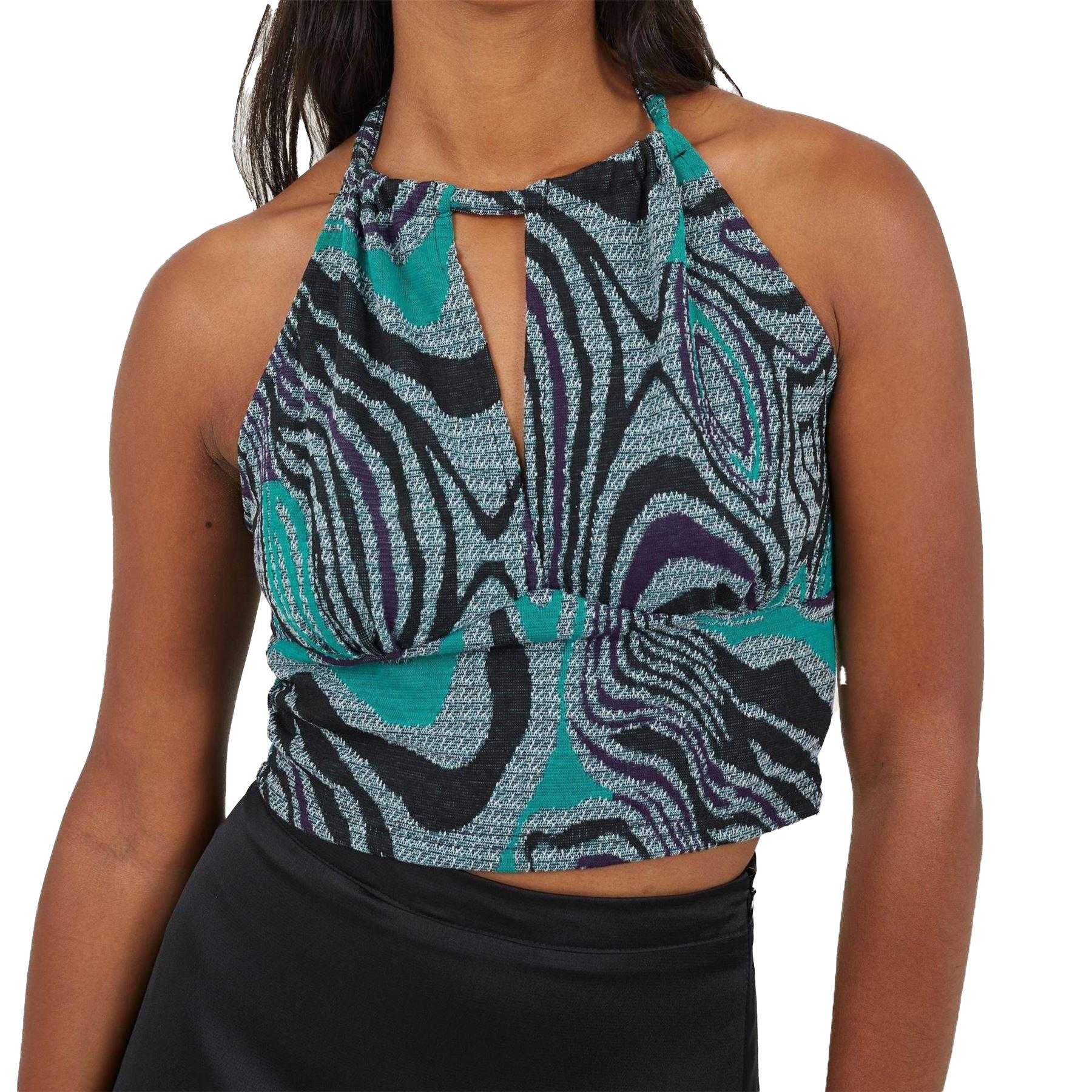 Trägertop für , Jacquard Damen Schwarz/Grün 4/5