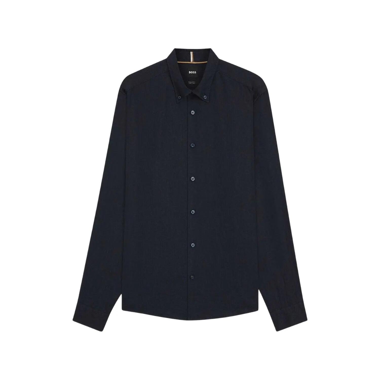 Camicia Collare Manica Lunga Uomo Boss Liam Blu Scuro 2/4